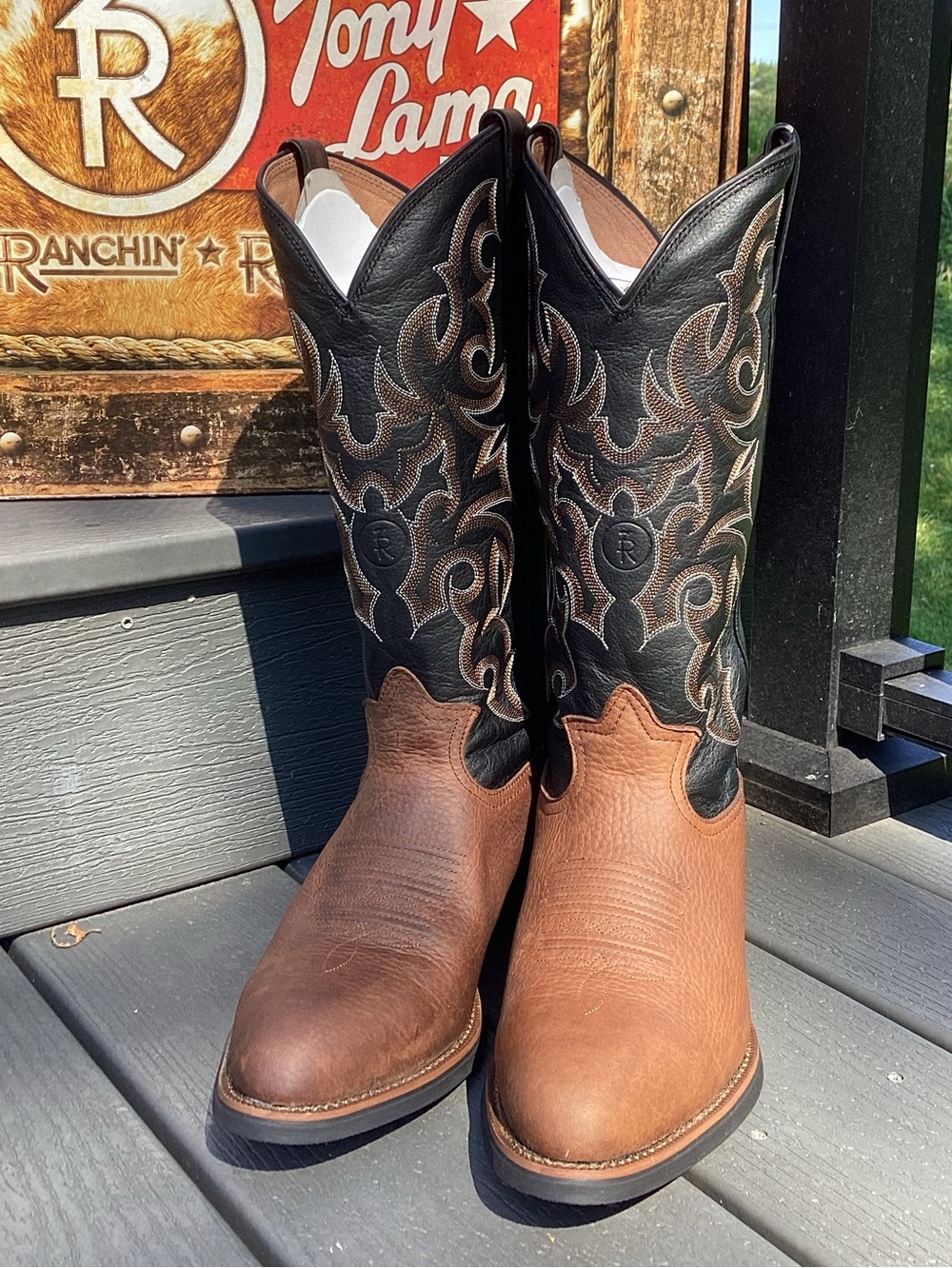 NWB Men’s Tony Lama 9.5D 3R Series RR1004 Walnut Bridle Cowboy Boots